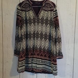 THML Fall Design Embroidered Long Sleeve Dress